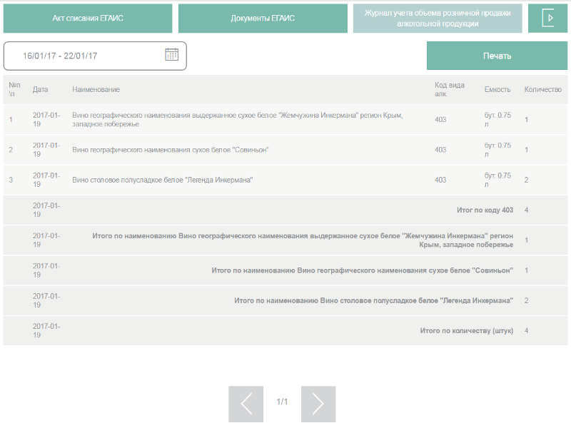 EGAIS FOR POS jurnal